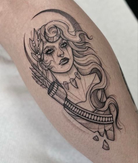 Artemis Tattoo, First Tattoo Ideas, Wizard Tattoo, Face Tattoos For Women, Greek Mythology Tattoos, Fantasy Tattoos, Warrior Tattoos, Mythology Tattoos, Medusa Tattoo