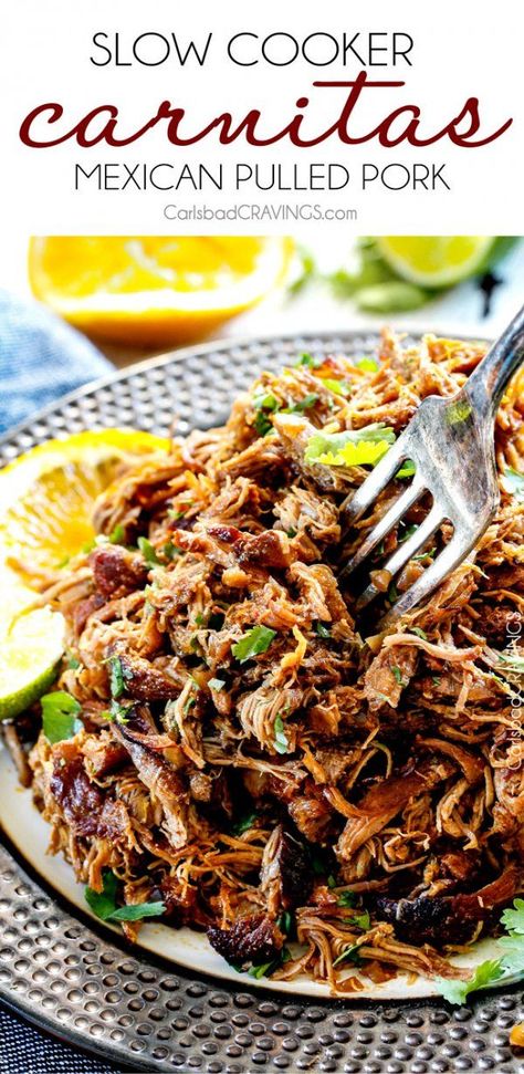 Carnitas Slow Cooker, Crockpot Pork Carnitas, Slow Cooker Mexican, Mexican Pulled Pork, Slow Cooker Carnitas, Pork Carnitas Recipe, Pork Carnitas Slow Cooker, Pulled Pork Recipe, Carlsbad Cravings