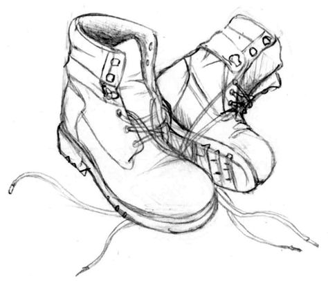 Walking Boots Drawing, Work Boot Tattoo, Work Boots Drawing, Inktober 2024 Boots, Hiking Boot Drawing, Boots Art Drawing, Hiking Boots Drawing, Combat Boots Drawing, Boots Inktober