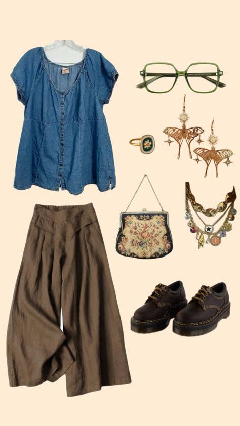 queer fall outfit inspo #granola #cottagecore #indie Outfit Inspo Granola, Winter Cottagecore Outfit, Cottagecore Outfits Aesthetic, Vintage Cottagecore Outfits, Granola Outfits, Cottagecore Indie, Cottagecore Clothes, Cottagecore Outfits, Gorgeous Clothes