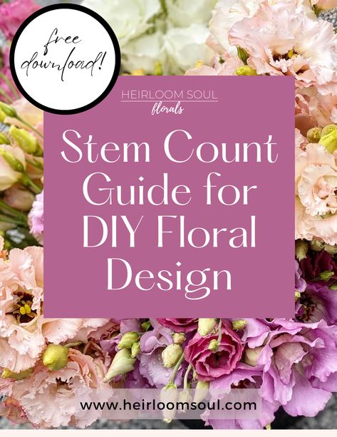 How to determine number of stems for bouquets, centerpieces, flower bar, flower crown, corsage, mason jar floral arrangements. Learn how to determine stem counts for wedding floral design. How many stems to use for wedding bouquets? How many flowers to use for DIY wedding bouquets? How to design DIY How Many Flowers For Centerpieces, How Many Stems Per Bouquet, Types Of Floral Arrangements, Floral Arrangement Recipe, Floral Recipes Flower Arrangements, Diy Floral Bouquets, How Many Flowers Do I Need For Wedding, Costco Flowers Wedding, Wedding Flower Arrangements Diy