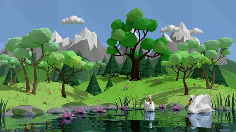 ArtStation - Low poly landscape, Katarzyna Grochowska Low Poly Landscape, Poly Art, Low Poly Games, 3d Landscape, Wild Forest, Game Environment, Low Poly Art, Low Poly Models, 3d Artwork