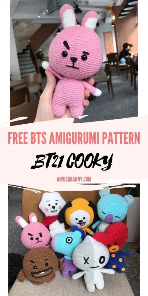 Bt21 Pattern, Cooky Bt21, Arm Crocheting, Hobo Bag Patterns, Crochet Idea, Pola Amigurumi, Crochet Work, Crochet Amigurumi Free Patterns, Fun Crochet Projects