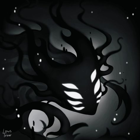 Void Person Art, Dhmis Drawings, Shade Lord, Hollow Knight Fanart, Knight Fanart, Shadow Creatures, Shadow Monster, Supernatural Art, Hollow Art