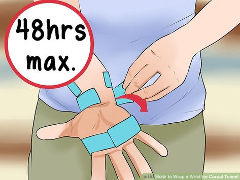 3 Ways to Wrap a Wrist for Carpal Tunnel - wikiHow Carpal Tunnel Kt Taping, Knee Taping, Carpal Tunnel Exercises, Wrist Pain Relief, Carpal Tunnel Relief, Median Nerve, Kt Tape, Rehabilitation Exercises, Wrist Injury