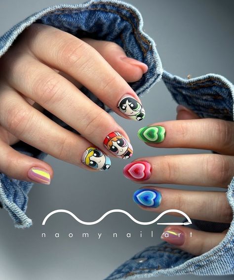 Powerpuff Girls Fanart, Alt Girls, Girl Scout Cookies, Cute Nail Designs, Powerpuff Girls, Cartoon Network, Cute Nails, Nail Designs, Bubbles