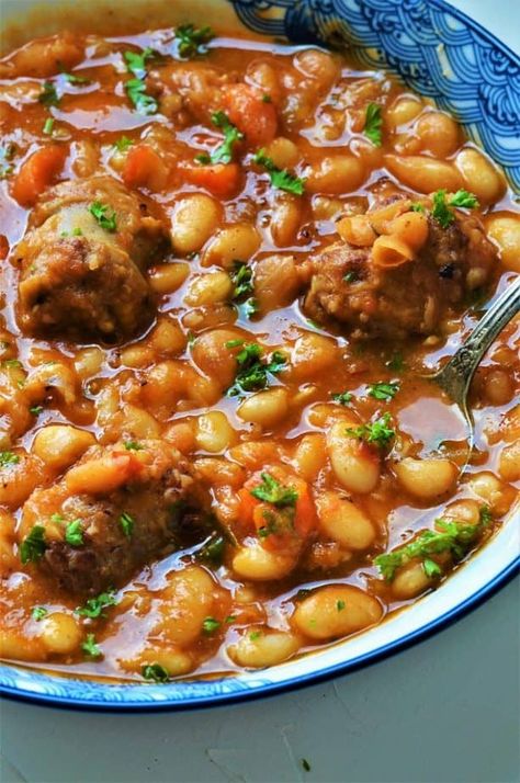 Herbed White Bean and Sausage Stew | Instant Pot Beans and Sausage (Video) » Foodies Terminal Hardy Soups, White Bean And Sausage, Instant Pot Beans, Sausage White Bean, Pot Beans, Cozy Soups, Exotic Recipes, Bratwurst Sausage, Sausage Stew