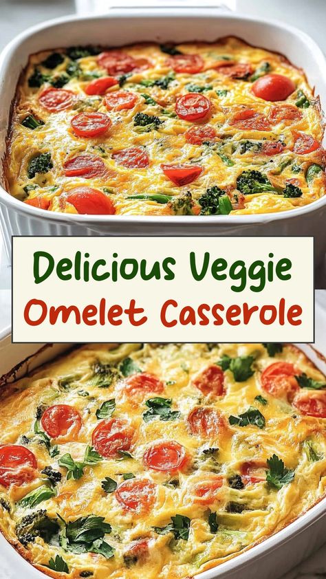 Looking for a delicious and healthy breakfast option? Try this flavorful veggie omelet casserole! Packed with fresh vegetables and eggs, this dish is easy to make and perfect for meal prep. Whether you enjoy it for breakfast or brunch, this veggie omelet casserole is sure to become a family favorite. Give it a try today! Eggs Vegetables Breakfast, Healthy Breakfast Omelettes, Veggie Egg Bake Casserole, Egg Veggie Casserole, Egg Vegetable Breakfast, Veggie Egg Casserole, Egg And Veggie Casserole, Vegetable Breakfast Casserole, Healthy Egg Bake