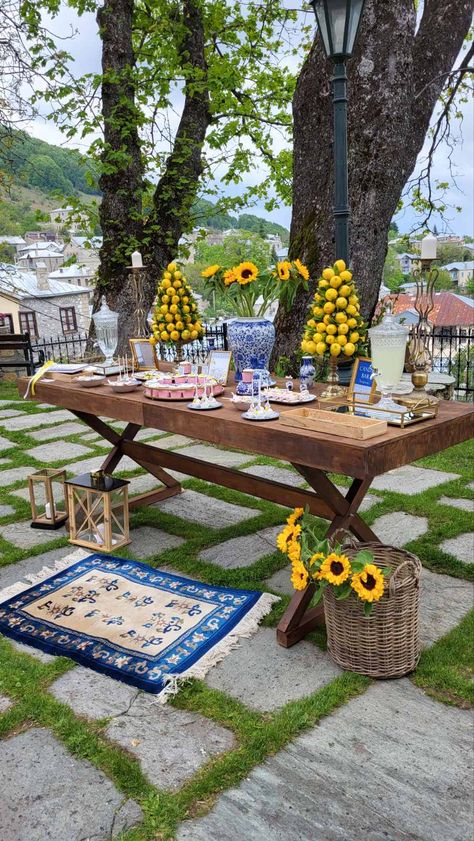 Event Planning | Wedding | Baptism | Mosaic Theme | Flowers | Lemons | Blue & White | Baptism Decorations Boy, Baptism Themes, Baptism Decorations, Lemon Decor, Wedding Event Planning, Tuscany, Event Planning, Lemon, Mosaic