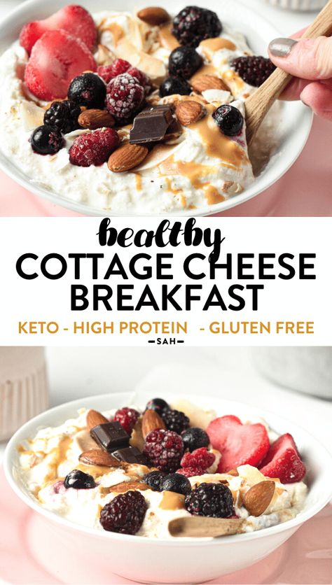 Cottage Cheese Recipes Breakfast, Cottage Cheese Breakfast Bowl, Cottage Cheese Recipes Healthy, Healthy Desayunos, Cottage Cheese Breakfast, Desayuno Keto, Cheese Breakfast, Cottage Cheese Recipes, High Protein Breakfast