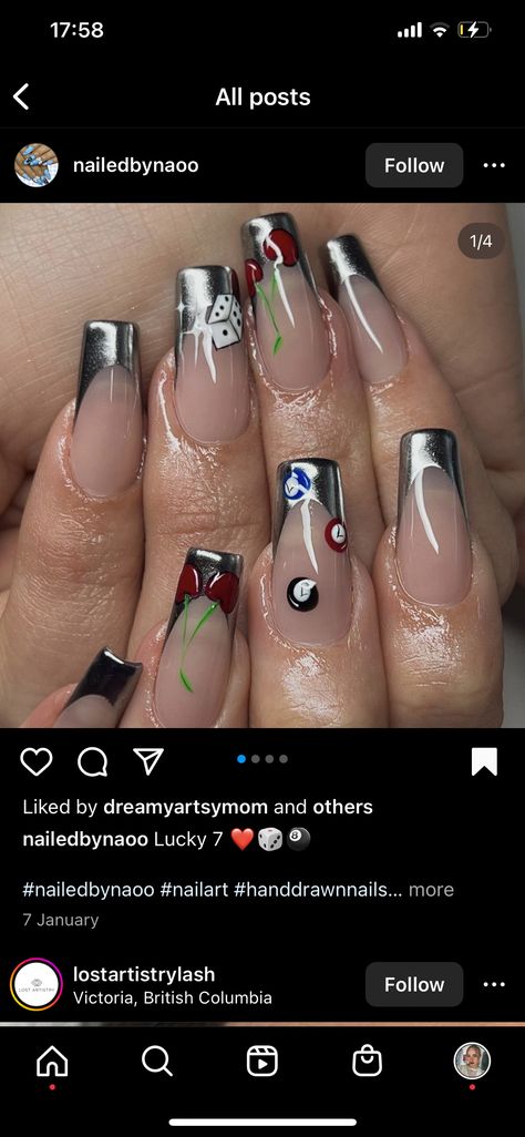 Lucky 7 Nails, Lucky Nails, Lucky 7, Nail Inspo, How To Draw Hands, Nail Art, Nails, Nail Arts