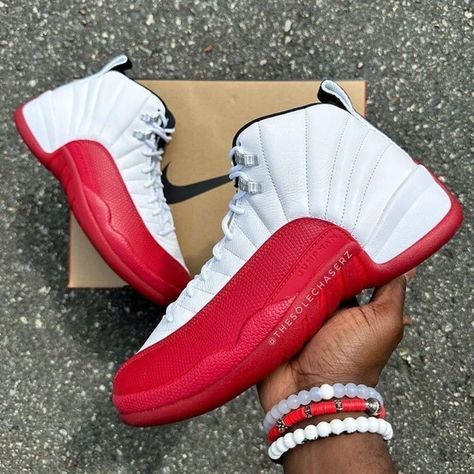 Size 14 - Air Jordan 12 Cherry White Varsity Red 2023 Ct8013-116 Ships Now Jordan 12 Outfit Men, Expensive Jordans, Jordan 12 Cherry, Fye Shoes, Remix Shoes, Red And White Jordans, Jordan Black Cat, Summer Drip, Jordan 12s