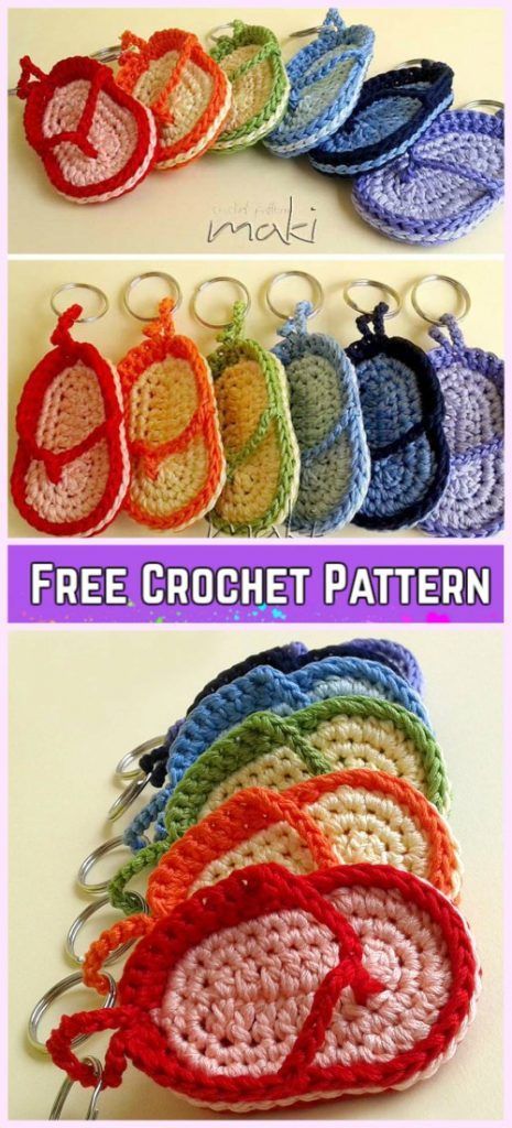 Crochet Flip Flop Keychain Free Patterns     #häkeln #crochet #crochetpattern #häkelanleitung #keychain Flip Flop Keychain, Crocheted Keychains, Diy Crochet Slippers, Crochet Flip Flops, Crochet Ornament Patterns, Pattern Flip Flops, Crochet Shoes Pattern, Crochet Keychain Pattern, Haken Baby