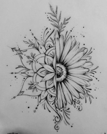 Half Mandala Flower Tattoo, Cover Up Tattoos Back Of Neck, Elbow Tattoo Cover Up, Thigh Tattoos Women Sunflower, Flower Elbow Tattoos For Women, Womens Leg Tattoo Ideas, Elbow Flower Tattoos, Around The Elbow Tattoo, Brooke Tattoo