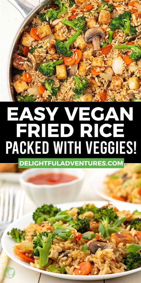 Chinese Vegetable Fried Rice, Vegan Vegetable Fried Rice, Fried Rice With Veggies, Easy Vegan Dishes Simple, Tofu Fried Rice Recipe, Blackstone Tofu, Tofu And Vegetables Recipes, Vegan Rice Bake, Rice With Vegetables Recipe