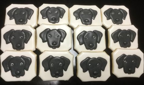 Black Lab Cookies Decorated, Lab Cookies Decorated, Decorated Sugar Cookies, Dog Cookies, Cookies Decorated, Cookie Ideas, Black Labrador, Black Lab, Dog Face