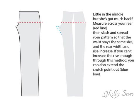 Pattern alteration to use when baby got back -  https://mellysews.com Low Rise Jeans Sewing Pattern, Sewing Pattern Trousers, Jeans Sewing Pattern, Sew Jeans, Jeans Sewing, Pattern Trousers, Melly Sews, Trousers Pattern, Advanced Sewing