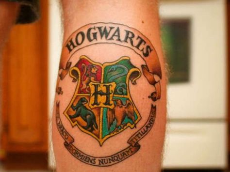 Represent those houses! Harry Potter Tattoo Sleeve, Harry Potter Witch, Hogwarts Tattoo, Crest Tattoo, Nerdy Tattoos, Hp Tattoo, Potter Tattoo, Harry Potter Tattoos, Harry Potter Tattoo