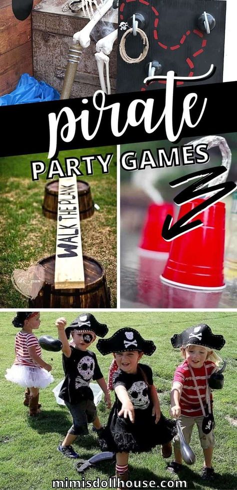 Pirate Themed Party Games, Ahoy Matey Pirate Theme, Pirate Birthday Party Activities, Pirate Themed Games For Kids, Pirate Birthday Party Games, Pirates Of The Caribbean Party Ideas, Pirate Games For Adults, Adult Pirate Party Ideas, Pirate Themed Games