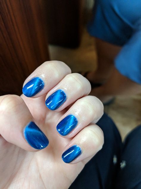 Blue Nails Cat Eye, Blue Cateye Nails, Blue Cat Eye Nails, Cateye Nails, Nails Cat Eye, Blue Cat Eye, Light Blue Nails, Eye Nails, Racun Shopee