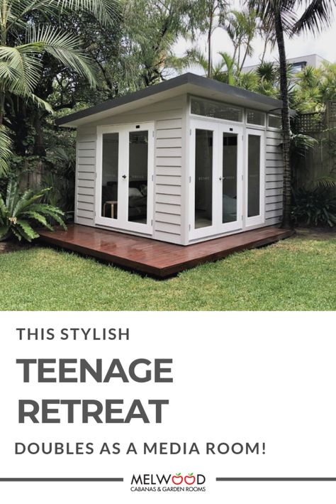 Teen Shed Hangout, Small Teen Hangout Room, Shed Hangout Ideas, Teen Hangout Room, Teen Hangout, Timber Cabin, Hangout Room, Comfy Seating, Flexible Space