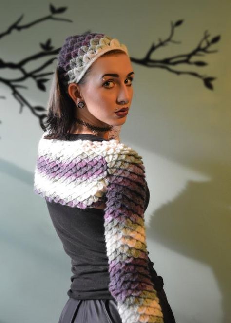 (4) Name: 'Crocheting : Daughter of Dragons Shrug Kerchief Pattern, Head Kerchief, Stitch Head, Shrug Pattern, Crocodile Stitch, Crochet Dragon, Crochet Shrug, Dragon Scale, Diy Crochet Projects