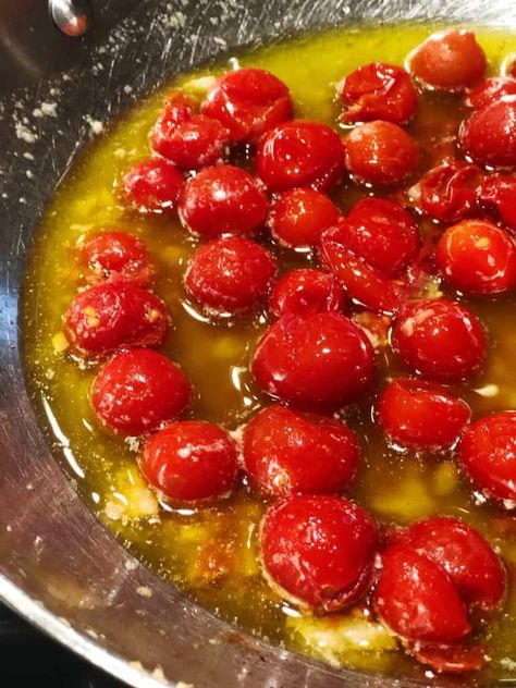 Freezing Cherry Tomatoes, Burst Cherry Tomatoes, Canning Cherry Tomatoes, Easy Marinara Sauce, Tomato Pasta Recipe, Cherry Tomato Recipes, Cherry Tomato Sauce, Frozen Pasta, Cherry Tomato Pasta