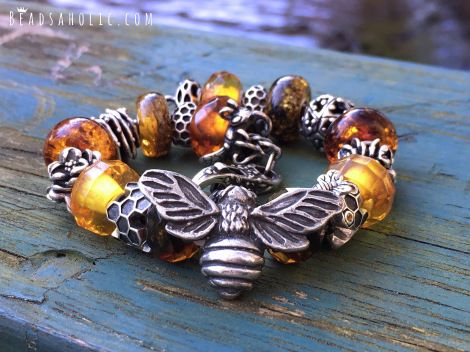 Bee Theme Inspiration featuring Cristy Cali, Ohm Beads and Trollbeads! | Useless Things, Troll Beads, Lampwork Bead Jewelry, Theme Inspiration, Coastal Vibes, Fashion Beads, Bee Jewelry, Green Girl, Amber Beads