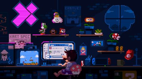 Mario Room, 4k Desktop Wallpapers, Live Wallpaper For Pc, Chill Wallpaper, Futurism Art, Pc Photo, Mushroom Wallpaper, Pixel Art Background, Arte 8 Bits