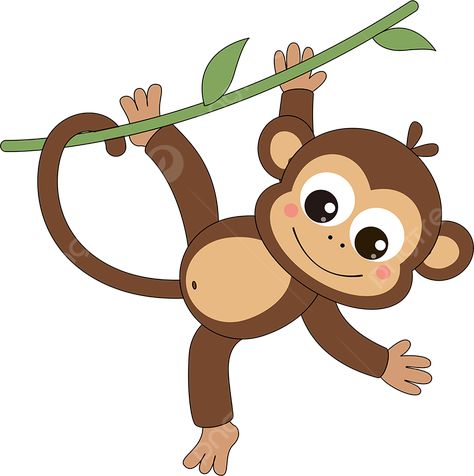 Monkey Cartoon Image, Monkey Cartoon Drawing, Monkey On Tree, Cartoon Monkeys, Cute Monkey Cartoon, Cute Animals Illustration, Monkey Png, Monkey Clipart, Monkey Playing