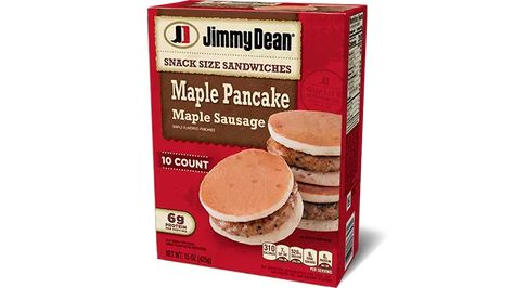 Maple Pancake & Sausage Snack Size Sandwiches | Jimmy Dean® Brand Pancakes And Sausage, Jimmy Dean Breakfast Sandwiches, Frozen Sandwiches, Sausage On A Stick, Maple Sausage, Pancake Sausage, Easy Breakfast Sandwich, New Air Fryer Recipes, Jimmy Dean Sausage