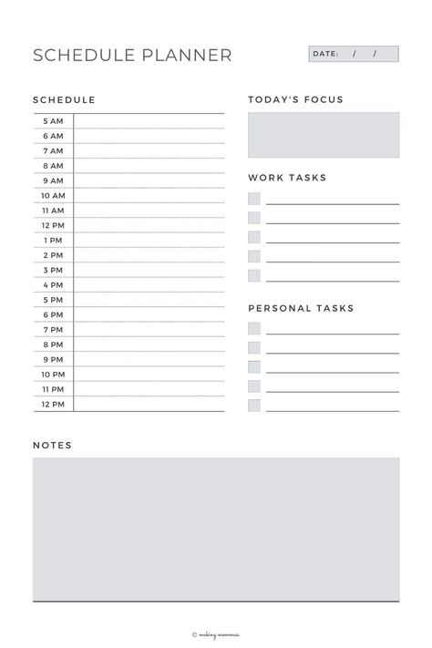 How to Create a SAHM Schedule + Free Printable Stay-at-Home Mom Schedule - Making Mommas Sahm Routine, Stay At Home Mom Schedule, Sahm Schedule, Daily Schedules, Mom Routine, Study Planner Printable, Mom Schedule, Daily Checklist, Schedule Template