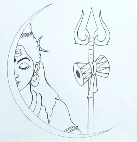 Lord Krishna Aesthetic Drawing, Shiv Easy Drawing, Mahadev Art Sketch, Lord Shiva Drawing Sketches, Shivji Drawing Easy, Mahadev Canvas Painting, Mahadev Drawing Easy, Pencil Art Drawings Easy Simple, Shiv Drawing