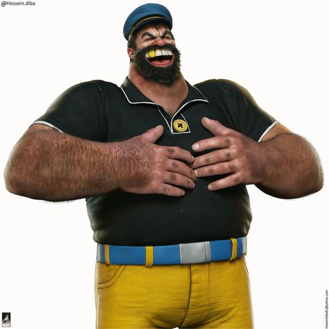 Bluto, Hossein Diba on ArtStation at https://www.artstation.com/artwork/qA0J9n Beware The Batman, Create Cartoon Character, Popeye Cartoon, Krusty The Clown, Popeye The Sailor Man, Realistic Cartoons, Jessie Toy Story, Famous Characters, Famous Cartoons