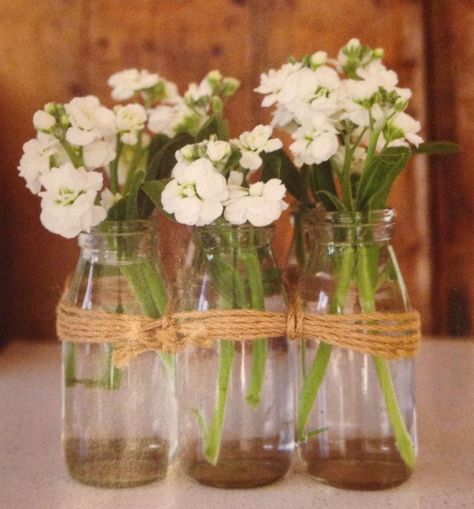 Flowers in milk bottles + crates Bottle Vases Wedding, Milk Bottle Centerpiece, Milk Bottle Flowers, Mini Milk Bottles, Milk Bottle Vases, Glass Milk Bottles, Wedding Bottles, Milk Bottles, Milk Bottle