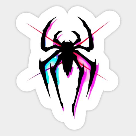 Into the Spider Verse Neon -- Choose from our vast selection of stickers to match with your favorite design to make the perfect customized sticker/decal. Perfect to put on water bottles, laptops, hard hats, and car windows. Everything from favorite TV show stickers to funny stickers. For men, women, boys, and girls. Spider Man Stickers, Emo Stickers, Spider Men, Spiders Funny, Ghost Spider, Into The Spider Verse, The Spider, Cakes For Boys, Spider Verse