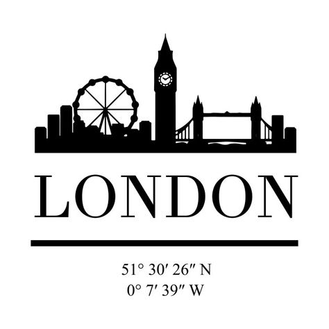 London Skyline Drawing, London Skyline Tattoo, City Silhouette Art, England Drawing, London Skyline Silhouette, London Background, London Silhouette, London Graphic, Skyline Drawing