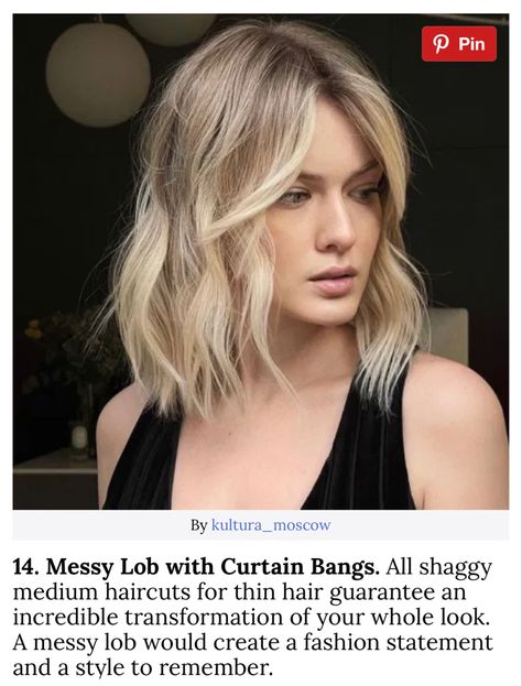 Short Med Haircuts For Women, Thick Fine Hair Styles, Pixie Haircut For Oval Faces Fine Hair, Blonde Ombre With Bangs, Fine Blonde Haircut, Short Blonde Hair With Curtain Bangs Shoulder Length, Short Hair Cuts Blonde, Blonde Lob With Curtain Bangs, Medium Length Hair With Layers Blonde