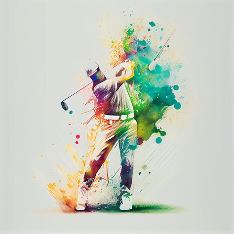 Golf Tumbler Ideas For Men, Golf Artwork Illustrations, Sports Painting Ideas, Golf Painting Ideas, Golf Paintings, Golf Wallpaper, Gold Mural, Golf Artwork, Golf Painting