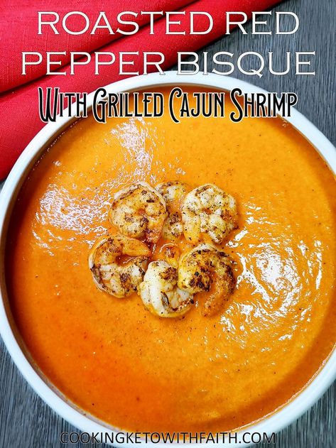 Roasted Red Pepper Bisque, Red Pepper Bisque, Cajun Grilled Shrimp, Shrimp Cooking, Lobster Soup, Lobster Bisque Recipe, Smoked Shrimp, Shrimp Bisque, Salad For Dinner