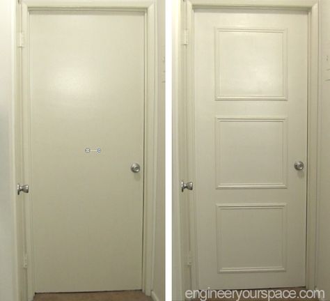 Easy door upgrade with moulding | Smart DIY Solutions for Renters Door Moulding, Door Molding, Door Upgrade, Home Upgrades, Renter Friendly, Diy Home Improvement, Barn Doors, Home Improvement Projects, Doors Interior