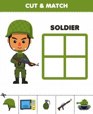 Education game for children cut and match the correct stuff for cute cartoon firefighter profession printable worksheet 10067652 Vector Art at Vecteezy Cartoon Firefighter, Cartoon Soldier, Cartoon Chef, Physical Activities For Kids, Game For Children, Preschool Art Activities, Learning Management System, Logo Banners, School Resources