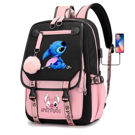 eBay Stitch Students Backpack Boys Girls Outdoor Cartoon Daypack With Usb Charge Port Highlights: Cartoon Usb Charge Port Backpack Kids Gift Girls Boys Large Capacity Description: Waterproof Backpack: Cute girls laptop bag with high quality fabric waterproof fabric, lightweight and non-fading. This can protect your items from the fine rain. Suitable for teenagers,as a school bag for daily use and travel, etc. Ergonomic Design: School kids backpack is ergonomic with adjustable and removable back straps. You can adjust its length to fit your height and body structure. Relieve the pressure on your shoulders, and the shoulder straps are made of highly breathable material, so you won't be stuffy and sweaty for a long time. Unique and Fashionable: Fashionable and popular ribbon design, more impo Baby Stitch, Lilo And Stitch Merchandise, Stitch Backpack, Lilo Y Stitch, Travel Rucksack, Cute Stitch, Lilo E Stitch, Boys Backpacks, School Bags For Girls