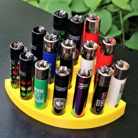 half-circle 3d printed clipper lighters display stand -- 15 clipper lighters holder Bic Lighter Shelf, Lighter Display, Clipper Lighter Display, Zippo Lighter Display Case, Clippers Lighters, Clipper Lighter, Lighter Case, Zippo Lighter Rare, Half Circle