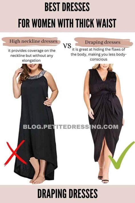 Dress For Apple Shape Women, Dress For Apple Shape, Draping Dresses, Flattering Dress Styles, Horizontal Striped Dress, Type Of Dress, High Neckline Dress, Waistline Dress, Dresses For Apple Shape