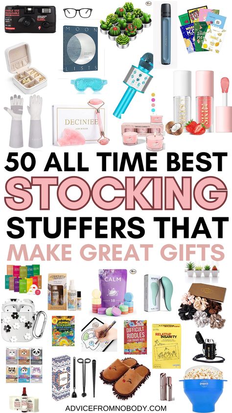 Looking for cheap stocking stuffers? Here are all the best stocking stuffer ideas anyone will want! They are super cute and useful under $15 finds and you are bound to find something here you’ll want yourself! Stocking stuffers under $15 | Stocking stuffers for teens | Stocking stuffers for men | Stocking stuffers for women | Cheap gifts | Stocking stuffer gifts | Stocking stuffers for adults. Good Stocking Stuffers For Teens, Stocking Stuffers For Work Employees, Stocking Stuffers For Family, Teacher Stocking Stuffer Ideas, Christmas Stockings Ideas Stuffers For Women, Stocking Stuffers List, Christmas Gift Ideas Stocking Stuffers, Family Stocking Stuffers, Adult Christmas Stockings Ideas