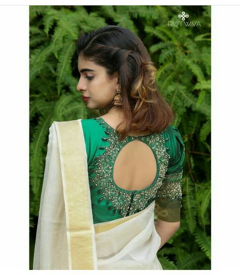 Saree blouse ideas Half Saree Blouse Designs Back Neck, Wedding Saree Blouse Designs Latest, Blouse Designs South Indian, Blouse Designs Latest Bridal, Blouse Work Designs Latest, Saree Blouse Aari Work, Saree Blouse Back Designs, Saree Blouse Work, South Indian Bridal Saree