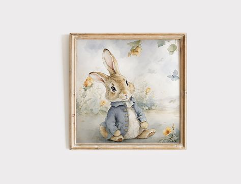 Rabbit Nursery Art, Peter Rabbit Illustration, Rabbit Watercolor, Peter Rabbit Nursery, Rabbit Wall Art, Rabbit Nursery, Bunny Nursery, Rabbit Illustration, Nursery Paintings