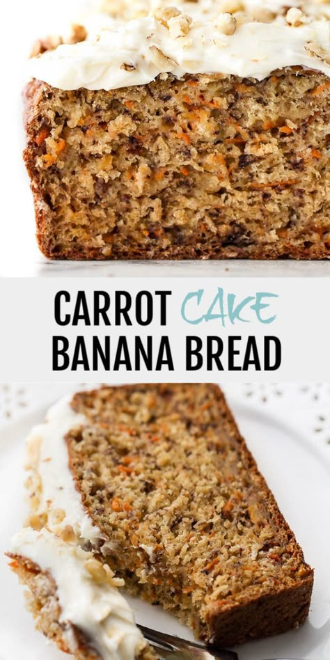 One Bowl Carrot Cake, Carrot Cake Banana Bread, Cake Banana Bread, Carrot Banana Cake, Carrot Bread, Cake Banana, Bolo Fit, Tres Leches Cake, Banana Recipes