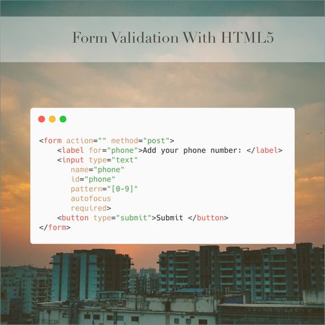 Using some quick #regex and #HTML5 you can create a validation check for your form's input. This can be done without any #javascript or #serverSide logic at all. Regex’s are super powerful and allow you to provide some great validation out of the box. Interested in learning more about regex? Comment and we’ll make a post about regex! More info about #HTML form input validation in the link in the bio.⁣ Html Form, Html Attributes, Javascript Cheat Sheet, Javascript Learning Roadmap, Input Types In Html, Html Tutorial, Html Css Javascript Web Development, Basic Computer Programming, Learn Html